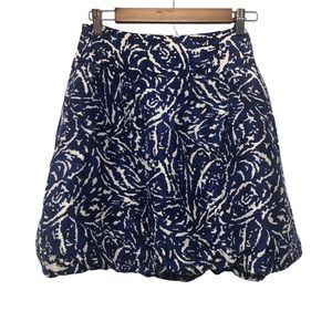 Banana Republic Silk Mini Skirt with White and Blue Pattern Size 6